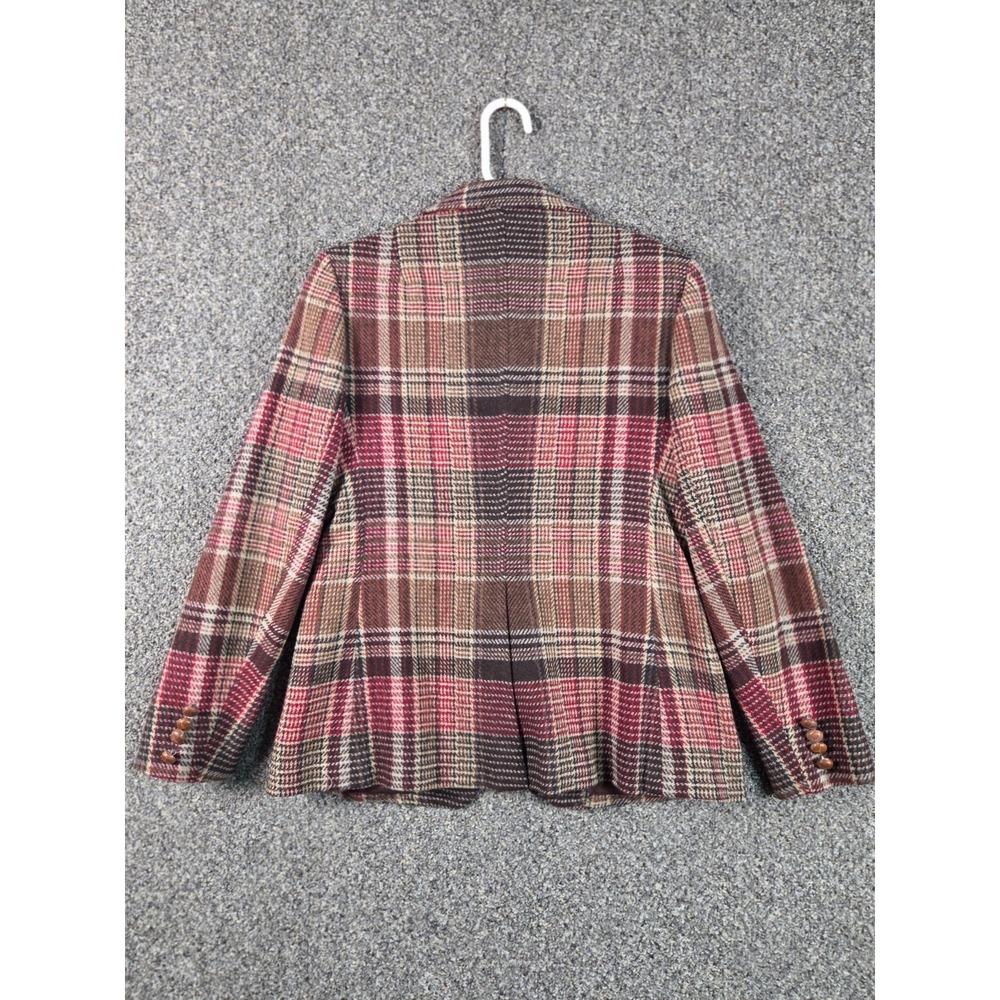 Vintage Evan‎ Picone Wool Skirt Suit Set Plaid Blazer Camel Skirt Womens Classic - Picture 9 of 16